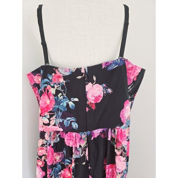 City Chic Romantic Rose Floral Strapless Faux Wrap Hi Low Maxi Dress 22 XL NEW - Picture 11 of 14